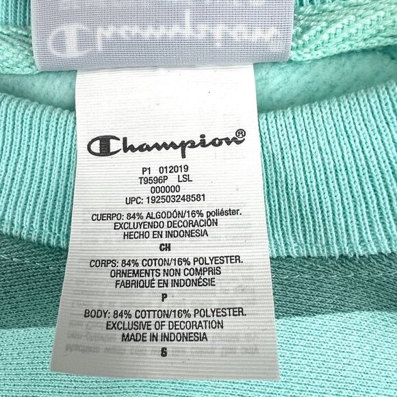 New Champion Men US XL Turquiose Blue Sweatshirt Short Sleeve Crew Neck Pullover - Picture 10 of 12